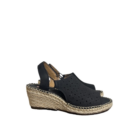 Clarks Shoes - Unstructured by Clarks Womens Petrina Gail Black Nubuck Espadrilles Shoes Size 7